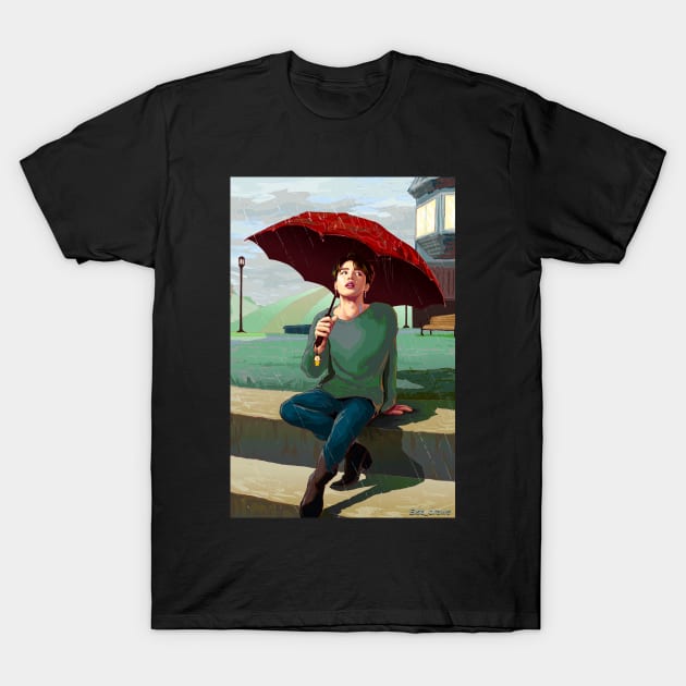 Jimin in the Rain T-Shirt by Elsa-draws